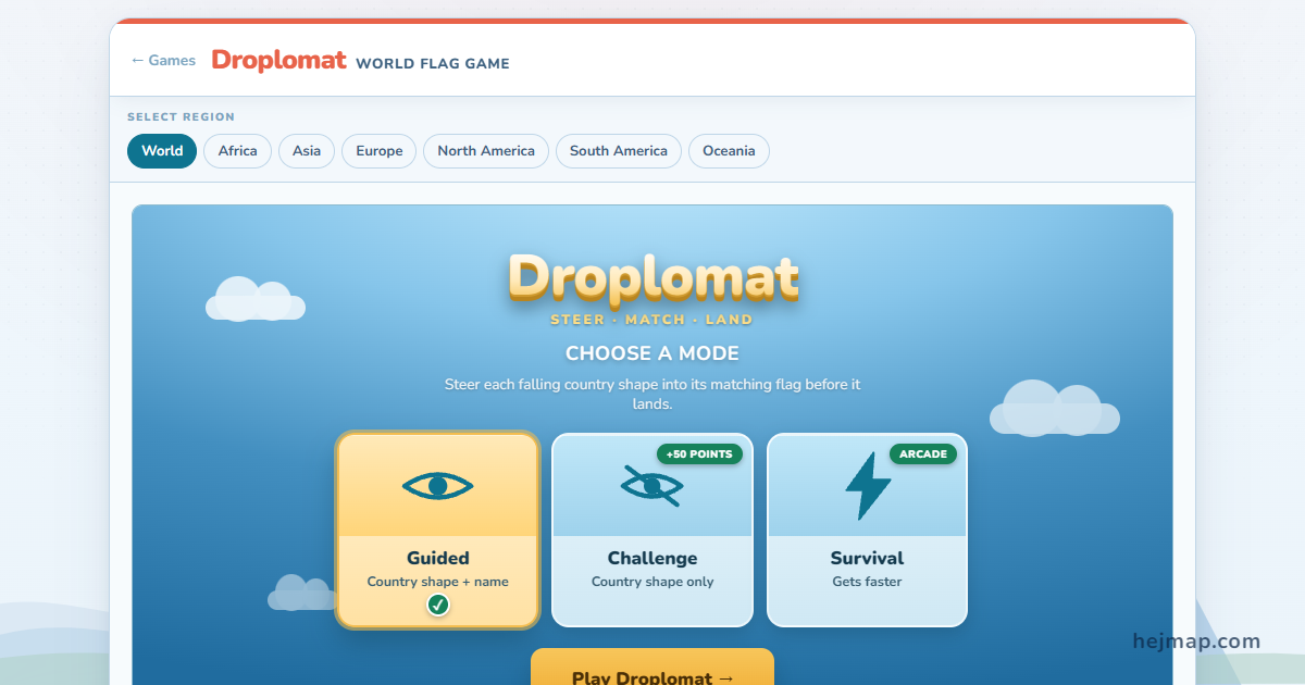 Droplomat country and flag game